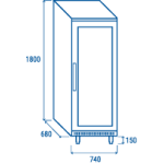 Ψυγείο συσκευασμένων και μη προϊόντων BYXG 460 - EURONORM (ΜΕ ΓΥΑΛΙΝΗ ΠΟΡΤΑ)